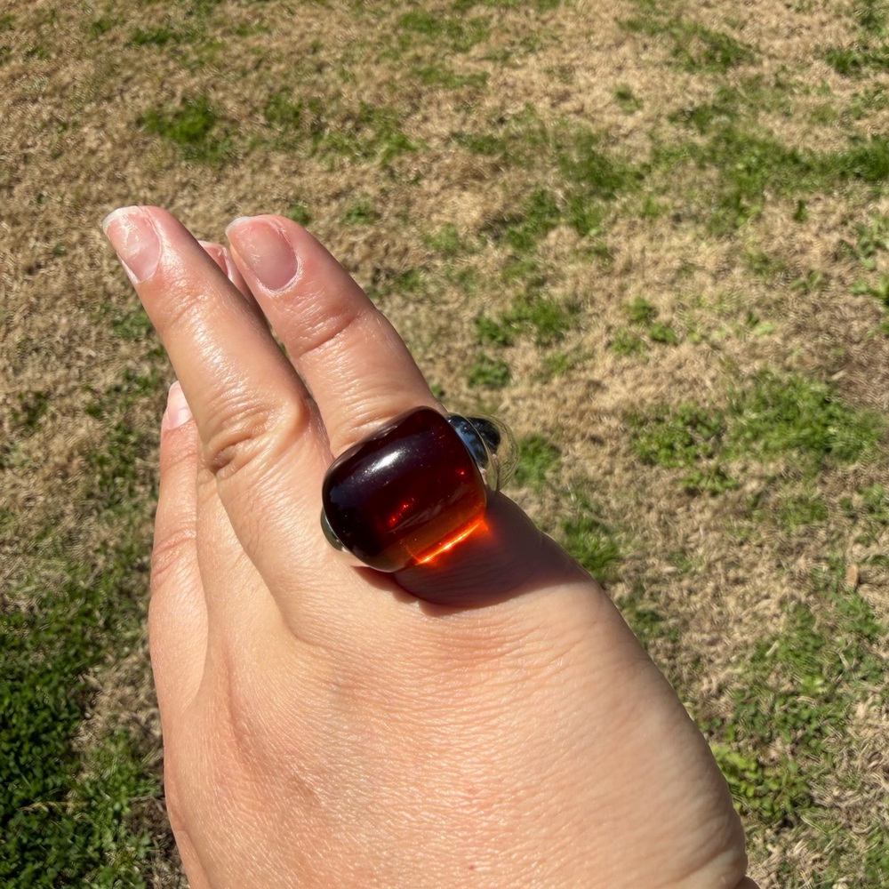 14k Gold Electroplated Red Statement Ring - image 3